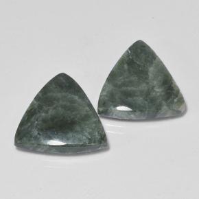Gemas de serafinita verde natural de 8,88 ct, trillón, opaco