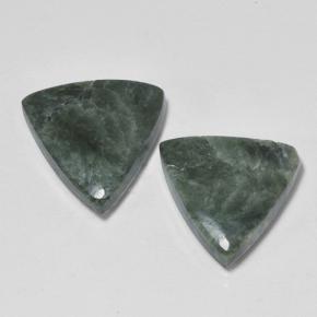 Gemas de serafinita verde natural de 8,88 ct, trillón, opaco