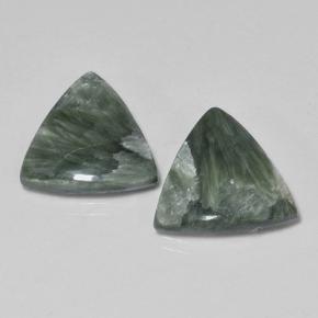 Gemas de serafinita verde natural de 6,06 ct, trillón, opaco