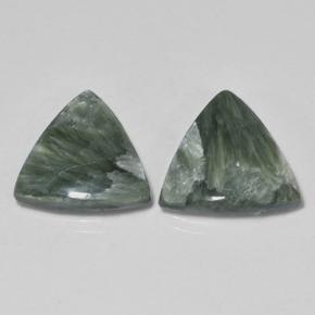 Gemas de serafinita verde natural de 6,06 ct, trillón, opaco