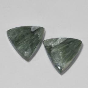Gemas de serafinita verde natural de 6,06 ct, trillón, opaco
