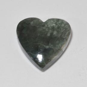 Serafinita Verde terroso natural de 8.94 ct, Forma de corazón, Opaco