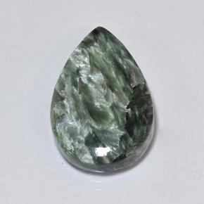 Serafinita Verde natural de 8.73 ct, En forma de pera, Opaco