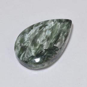 Serafinita Verde natural de 8.73 ct, En forma de pera, Opaco