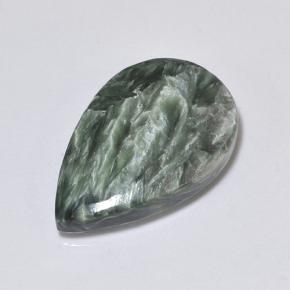 Serafinita Verde natural de 8.73 ct, En forma de pera, Opaco