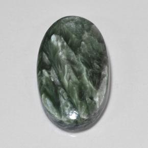 Serafinita Verde natural de 10.02 ct, Corte Óvalo, Opaco