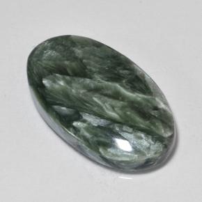 Serafinita Verde natural de 10.02 ct, Corte Óvalo, Opaco