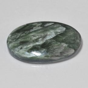 Serafinita Verde natural de 10.02 ct, Corte Óvalo, Opaco