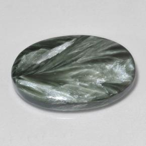 Serafinita Verde natural de 7.51 ct, Corte Óvalo, Opaco