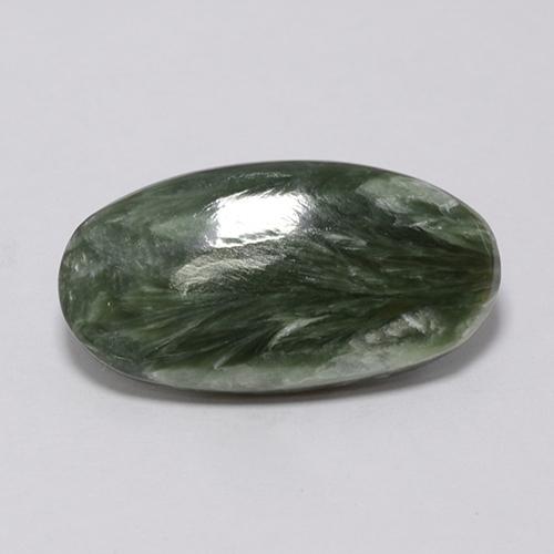 Serafinita Verde natural de 7.39 ct, Corte Óvalo, Opaco