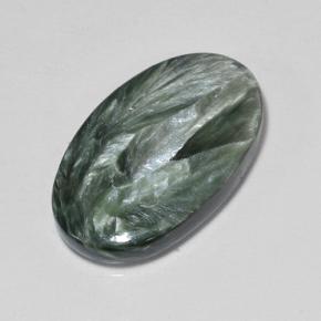 Serafinita Verde natural de 8.42 ct, Corte Óvalo, Opaco