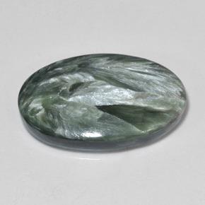 Serafinita Verde natural de 8.42 ct, Corte Óvalo, Opaco