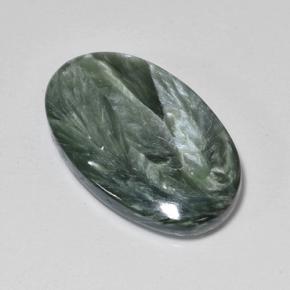 Serafinita Verde natural de 8.42 ct, Corte Óvalo, Opaco