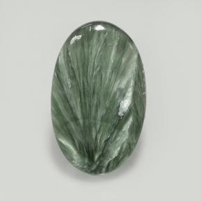 Serafinita Verde natural de 7.29 ct, Corte Óvalo, Opaco