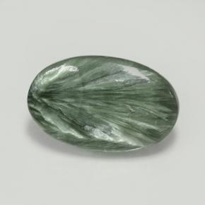 Serafinita Verde natural de 7.29 ct, Corte Óvalo, Opaco