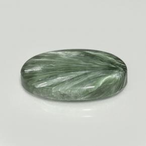 Serafinita Verde natural de 7.29 ct, Corte Óvalo, Opaco