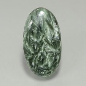 Serafinita Verde natural de 6.85 ct, Corte Óvalo, Opaco