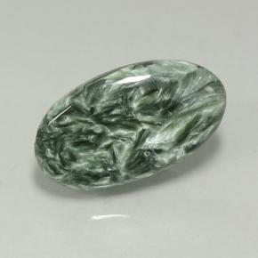 Serafinita Verde natural de 6.85 ct, Corte Óvalo, Opaco