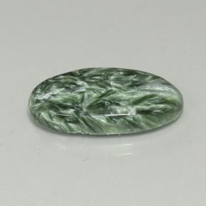 Serafinita Verde natural de 6.85 ct, Corte Óvalo, Opaco