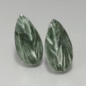 Gemas de serafinita verde natural de 19,56 ct, en forma de pera, opaco