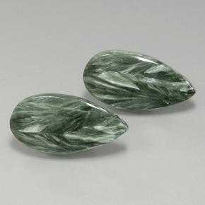 Gemas de serafinita verde natural de 19,56 ct, en forma de pera, opaco