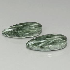 Gemas de serafinita verde natural de 19,56 ct, en forma de pera, opaco