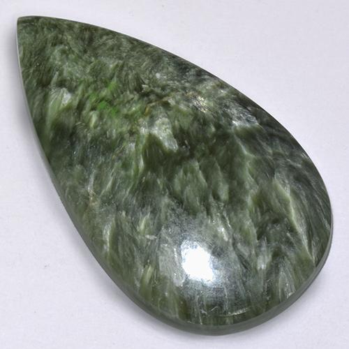 Serafinita verde natural de 28,70 ct, en forma de pera, opaco
