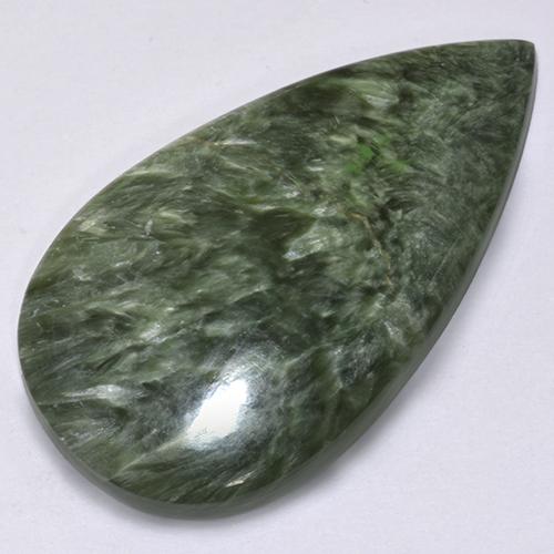 Serafinita verde natural de 28,70 ct, en forma de pera, opaco