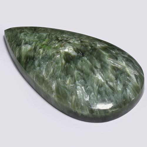 Serafinita verde natural de 28,70 ct, en forma de pera, opaco