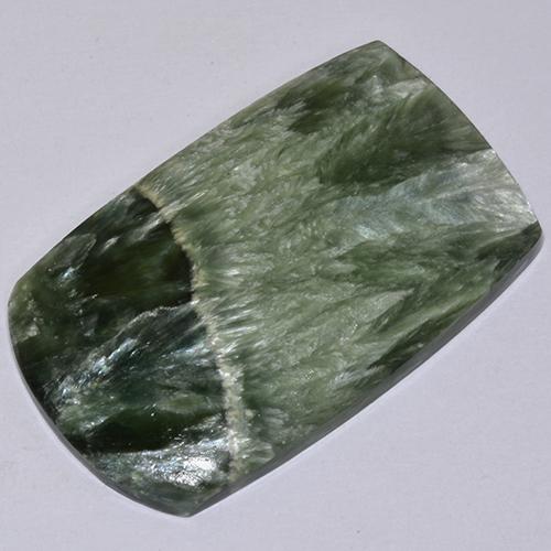 Serafinita Verde natural de 19.28 ct, Forma elegante, Opaco