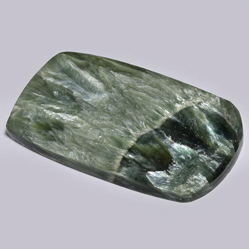 Serafinita Verde natural de 19.28 ct, Forma elegante, Opaco