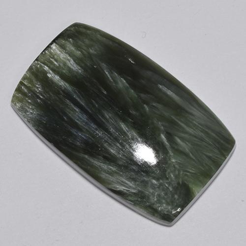 Serafinita Verde oscuro natural de 30.56 ct, Corte Cojín, Opaco
