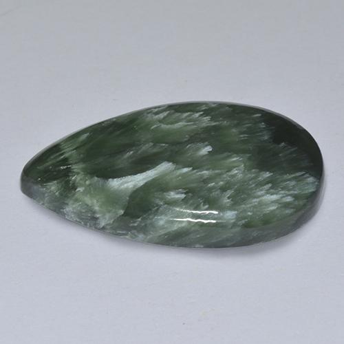 Serafinita verde natural de 13,89 ct, en forma de pera, opaco