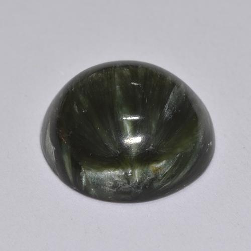 Serafinita Verde oscuro natural de 2.93 ct, Corte Redondo, Opaco