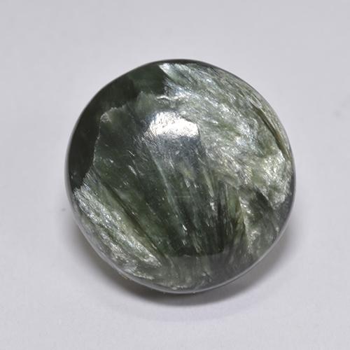 Serafinita Verde natural de 4.10 ct, Corte Redondo, Opaco