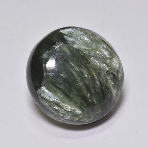Serafinita Verde natural de 4.10 ct, Corte Redondo, Opaco