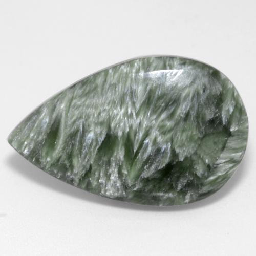 Serafinita verde natural de 12,22 ct, en forma de pera, opaco