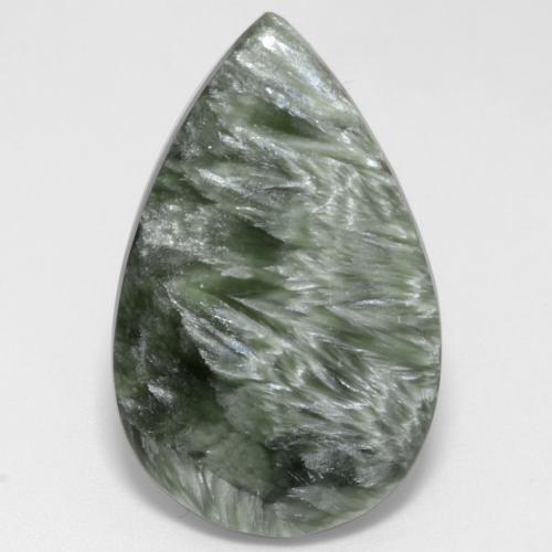 Serafinita verde natural de 12,22 ct, en forma de pera, opaco