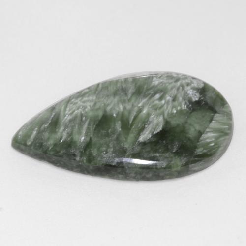 Serafinita verde natural de 12,22 ct, en forma de pera, opaco