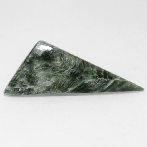 Serafinita verde natural de 6,28 ct, trillón, opaco