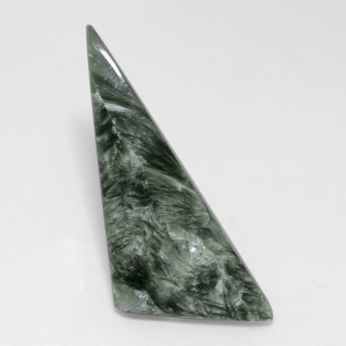 Serafinita verde natural de 6,28 ct, trillón, opaco