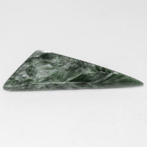 Serafinita verde natural de 6,28 ct, trillón, opaco