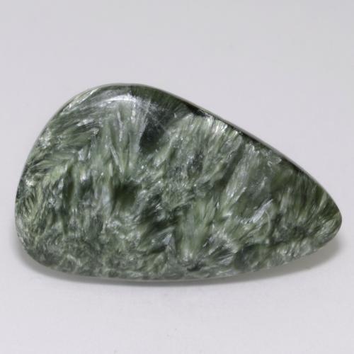Serafinita verde natural de 17,23 ct, forma elegante, opaco