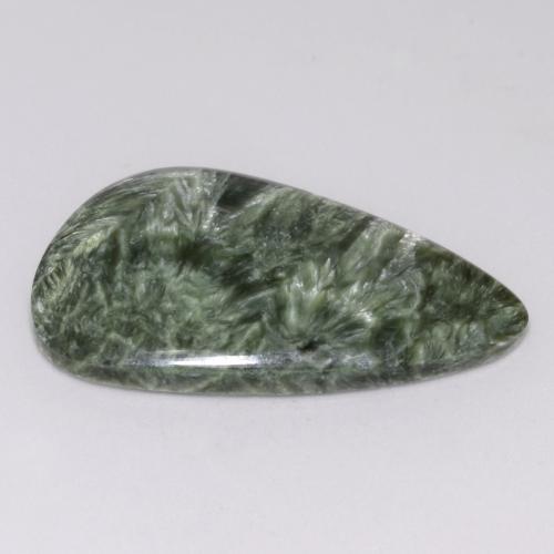 Serafinita verde natural de 17,23 ct, forma elegante, opaco