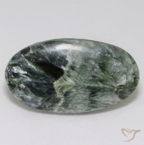 Serafinita Verde medio natural de 16.06 ct, Ovalada, Opaco