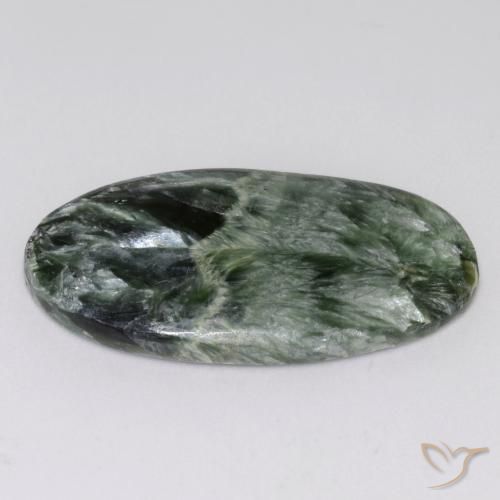 Serafinita Verde medio natural de 16.06 ct, Ovalada, Opaco
