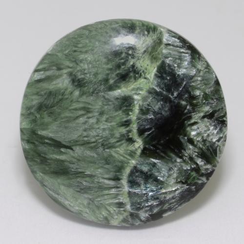 Serafinita Verde medio natural de 34.73 ct, Corte Redondo, Opaco