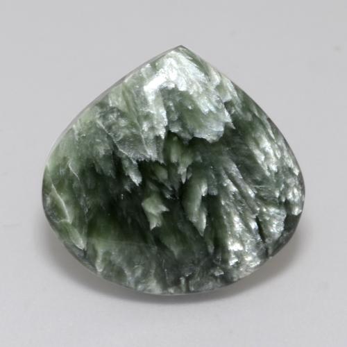 Serafinita Verde medio natural de 9.94 ct, En forma de pera, Opaco