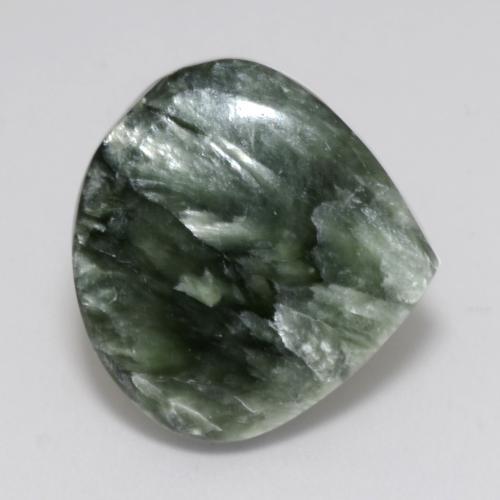 Serafinita Verde medio natural de 9.94 ct, En forma de pera, Opaco