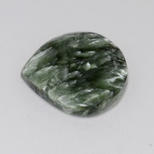 Serafinita Verde medio natural de 9.94 ct, En forma de pera, Opaco
